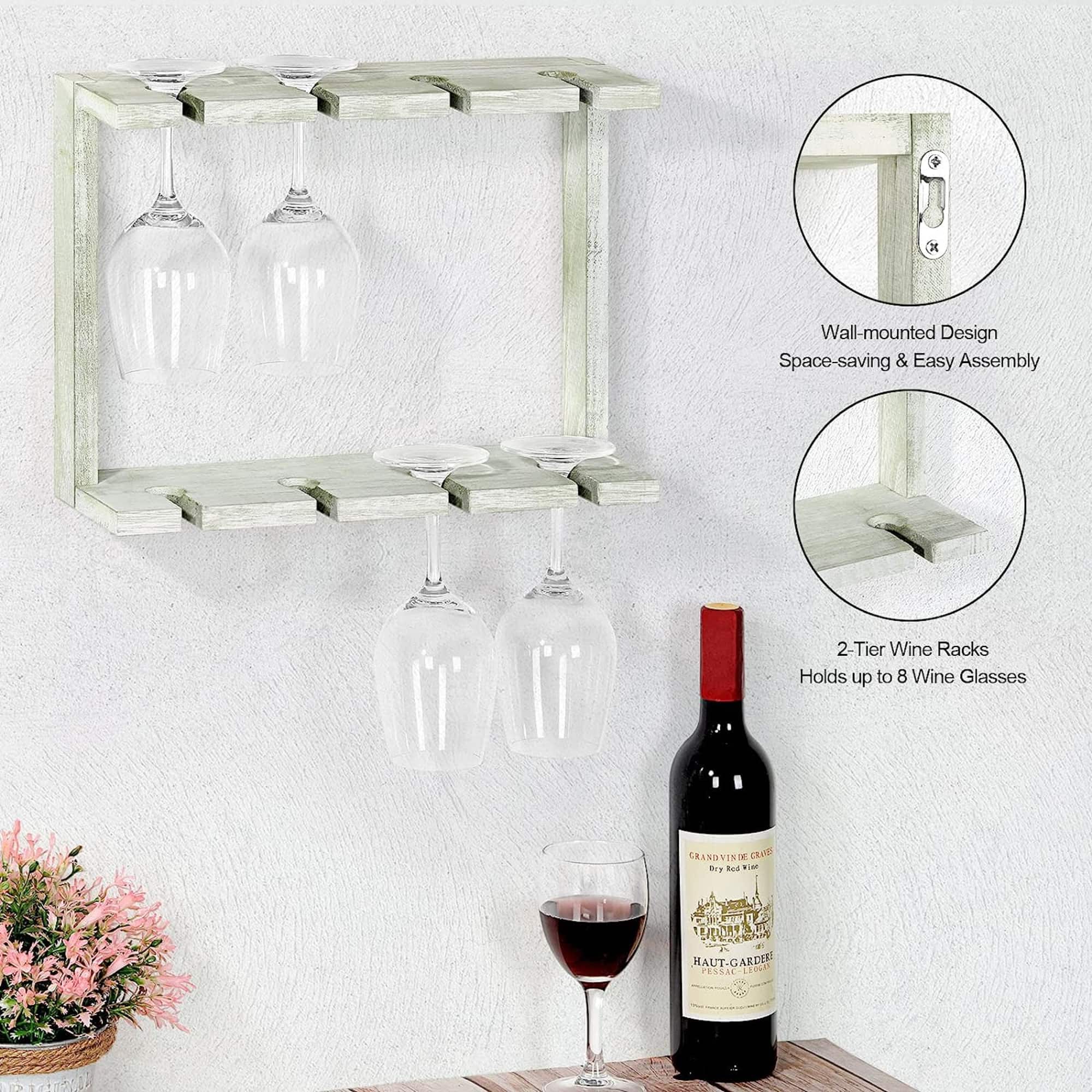 NEX™ Wall Mounted Wine Glass Stemware Rack Holder Hanger